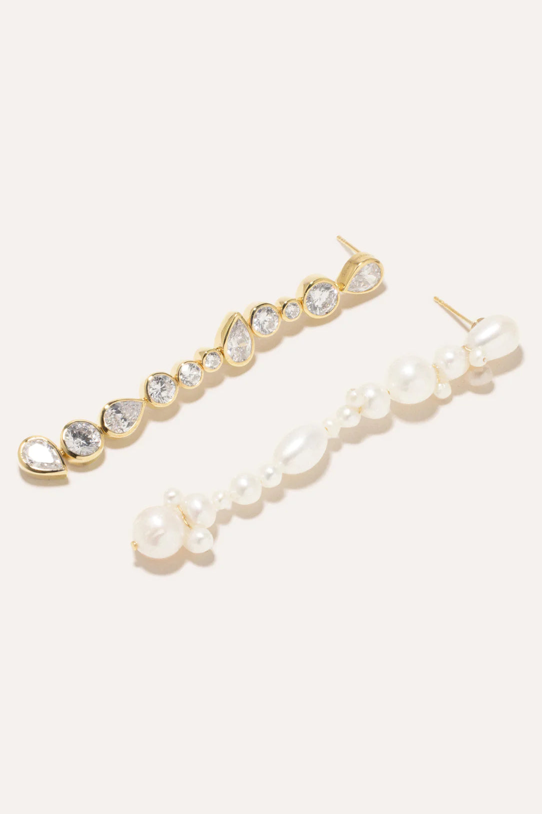 completedworks Glitch Pearl and Zirconia Gold Vermeil Earrings