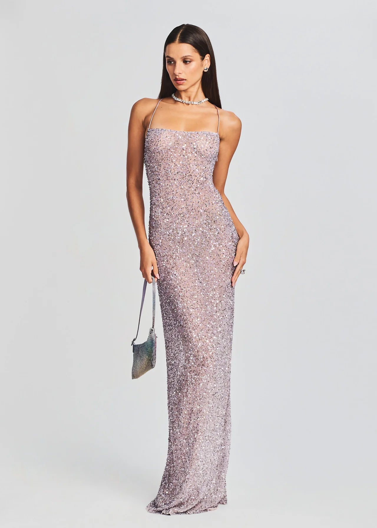 retrofete Maeve Sequin Maxi Dress- Color: White