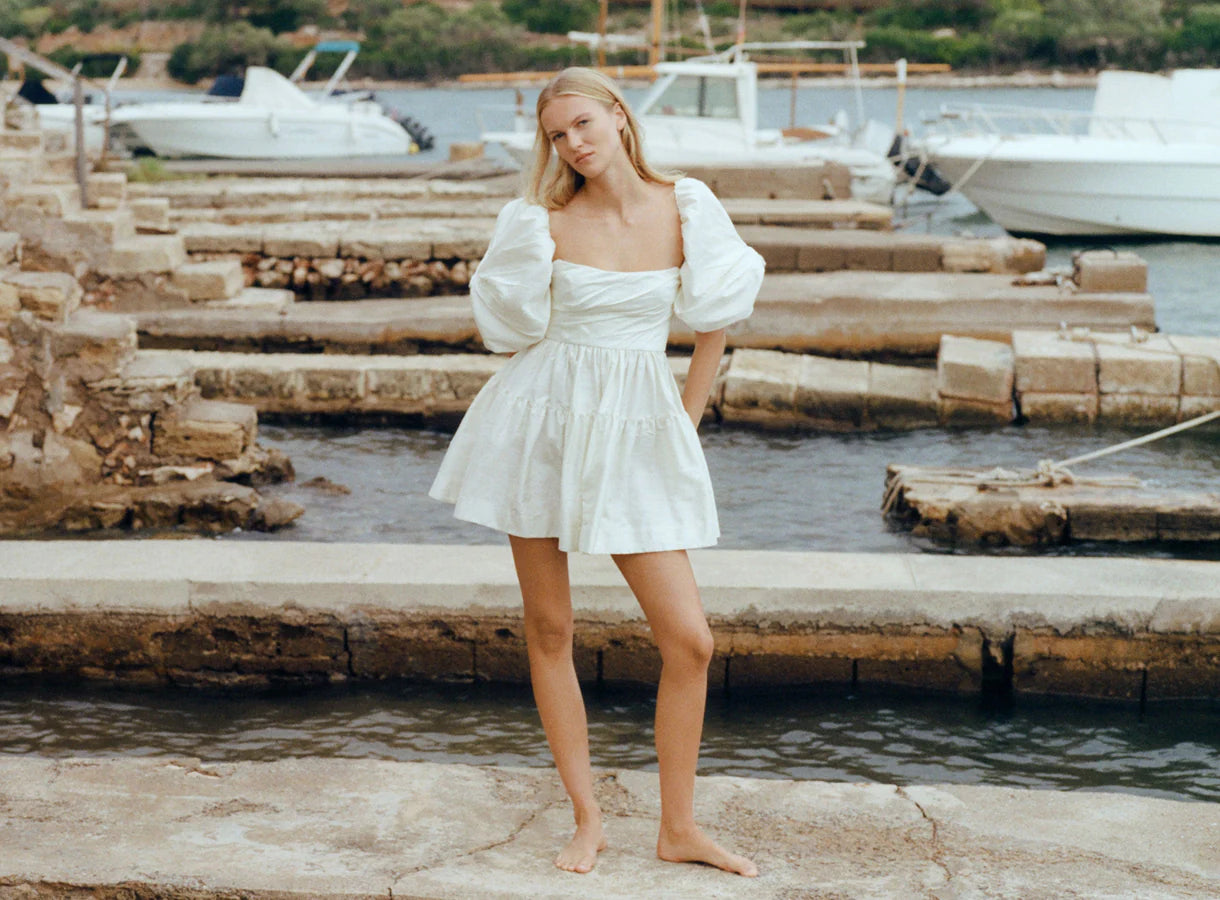 La Lune Lucero Silk Draped Mini Dress - Ivory | THE AFTERWHITE La Lune Lucero Silk Draped Mini Dress - Ivory | THE AFTERWHITE