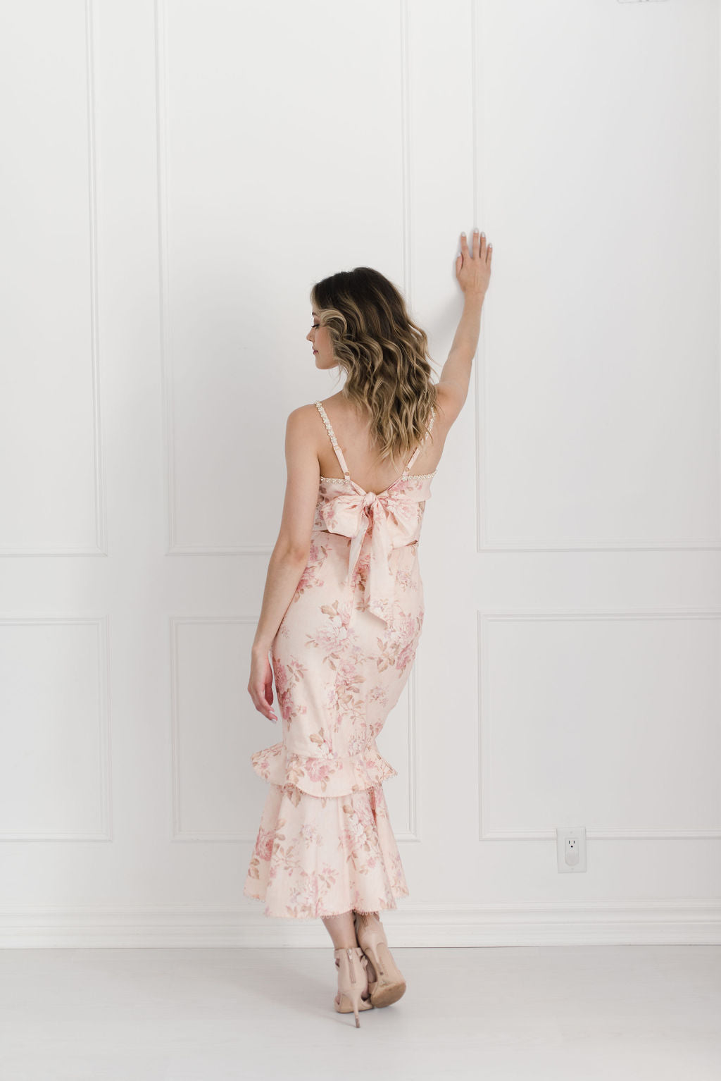 V. Chapman Luna Midi Dress - Peach Tapestry