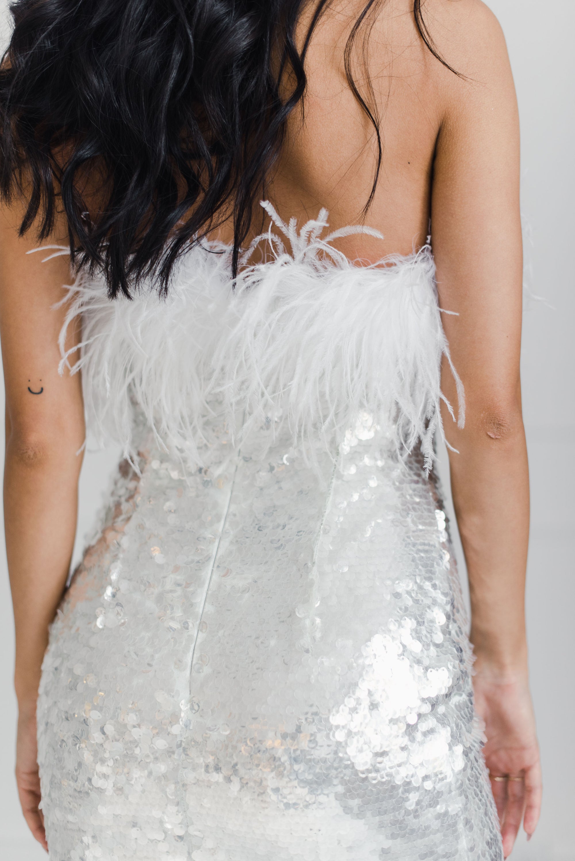ILA Drew Strapless Sequin Mini Dress- Silver