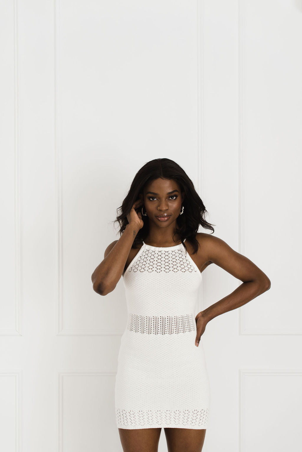 Shona Joy Calypso Crochet Mini Dress