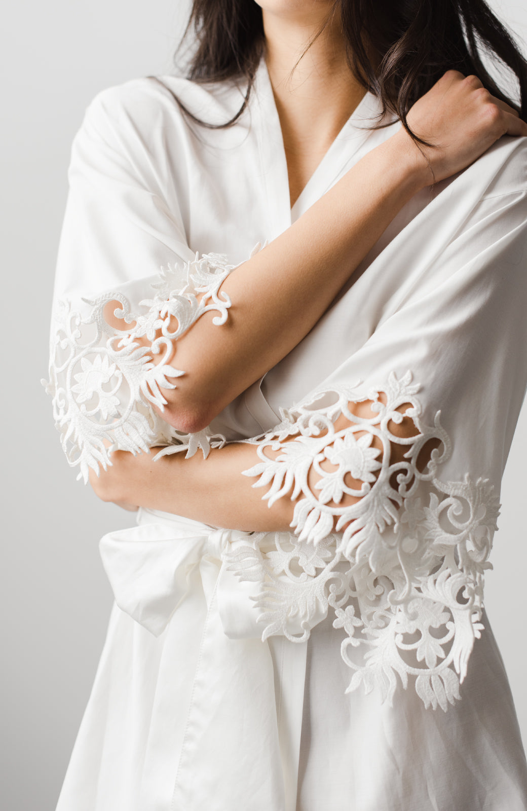 Cloé Silk Cotton Short Bridal Robe - Daphne Newman Design