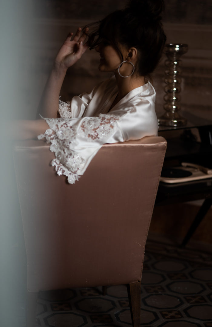 Lucia Short Bridal Robe - Daphne Newman Design
