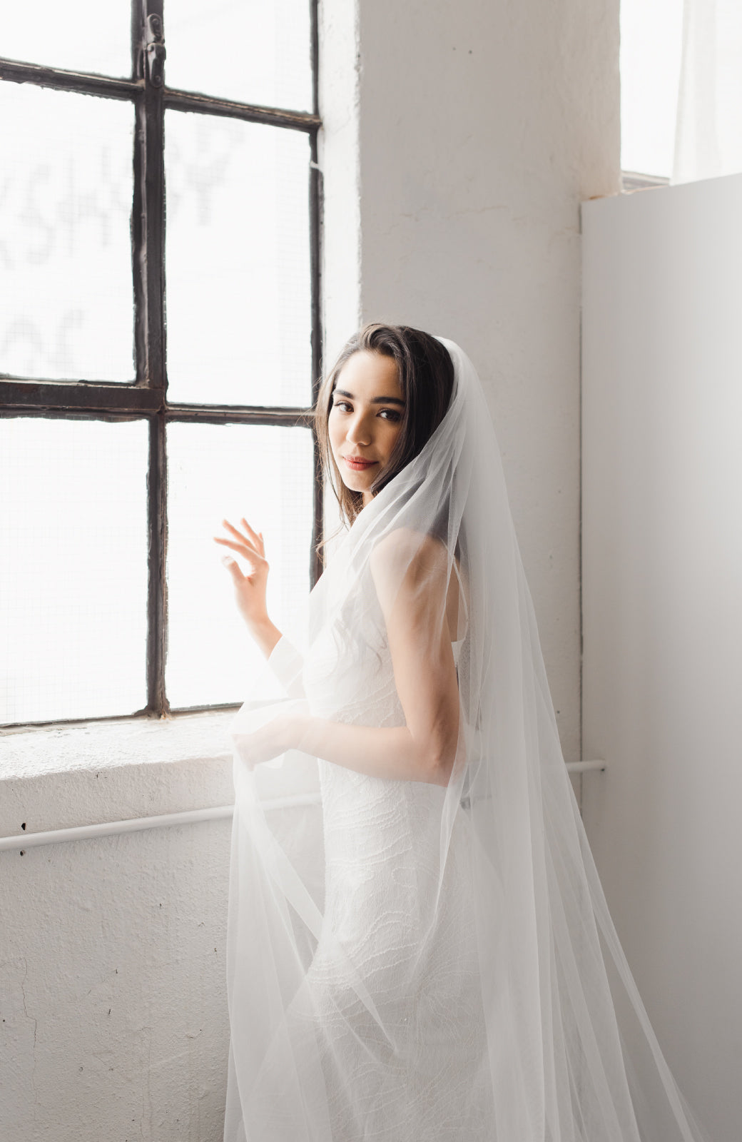Classic Cathedral Veil with Blusher |  White / 30 Inches / 120 Long 72 Wide Inches