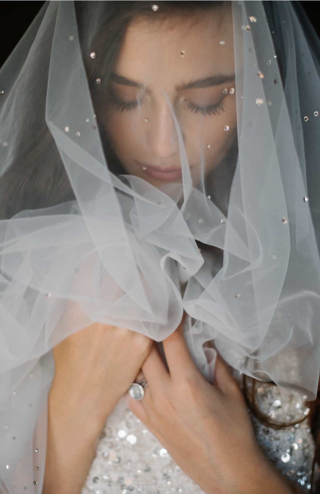 Lucca Swarovski Crystal Wedding Veil - Daphne Newman Design
