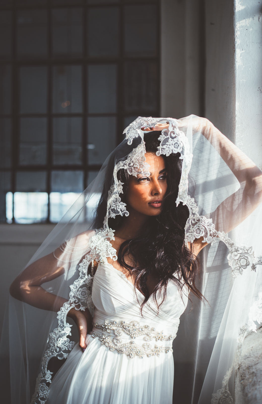 Sample Serafina Lace Bridal Veil - Daphne Newman Design